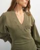 Topshop Topshop v-neck cinch waist sweatshirt in khaki-Green - 2