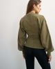 Topshop Topshop v-neck cinch waist sweatshirt in khaki-Green - 4