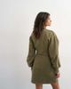 Topshop Topshop v-neck cinched waist sweatshirt mini dress in khaki-Green - 3