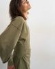 Topshop Topshop v-neck cinched waist sweatshirt mini dress in khaki-Green - 4