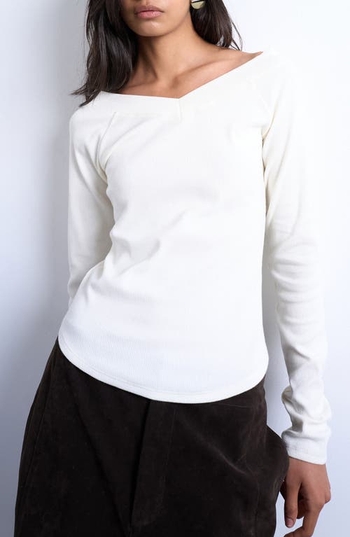 Topshop Topshop V-Neck Raglan Sleeve Long Sleeve Rib Knit Top