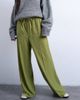 Topshop Topshop velvet mid rise tie waist wide leg sweatpants in bright green - 2