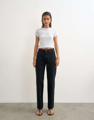 Topshop Topshop Vintage Straight mid rise jeans in clean black