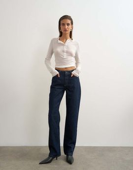 Topshop Topshop Vintage Straight mid rise jeans in rinse indigo-Blue