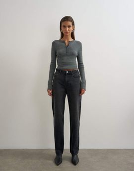 Topshop Topshop Vintage straight mid rise jeans in washed black