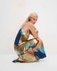 Topshop Topshop viscose satin low scoop flood length maxi slip dress in abstract ochre print-Multi - 1