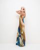 Topshop Topshop viscose satin low scoop flood length maxi slip dress in abstract ochre print-Multi - 2