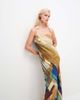 Topshop Topshop viscose satin low scoop flood length maxi slip dress in abstract ochre print-Multi - 3