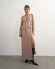 Topshop Topshop viscose satin stripe dropped waist long sleeve wrap front maxi dress in taupe-NEUTRAL - 1
