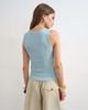 Topshop Topshop washed waffle tank top with woven trim in dusty blue - 2