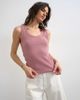 Topshop Topshop washed waffle tank top with woven trim in mauve-Purple - 1