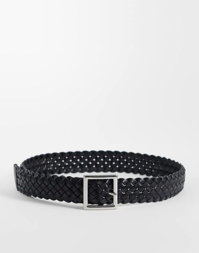 Topshop Topshop weave leather belt in black