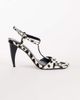 Topshop Topshop Willow T bar banana heel sandals in dalmatian hair on real leather-Multi - 1