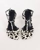 Topshop Topshop Willow T bar banana heel sandals in dalmatian hair on real leather-Multi - 4