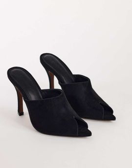 Topshop Topshop Winona high vamp peep toe heeled sandal in black suede
