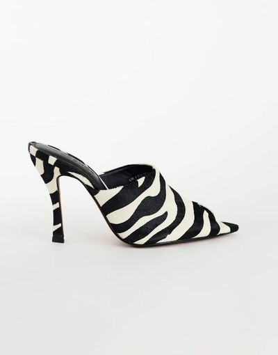 Topshop Topshop Winona high vamp peep toe heeled sandal in zebra hair on real leather-MULTI