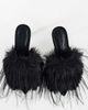 Topshop Topshop Winter faux fur peep heeled sandal in black - 3