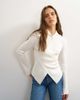 Topshop Topshop wool blend knit asymmetric shawl collar sweater in ivory-White - 1