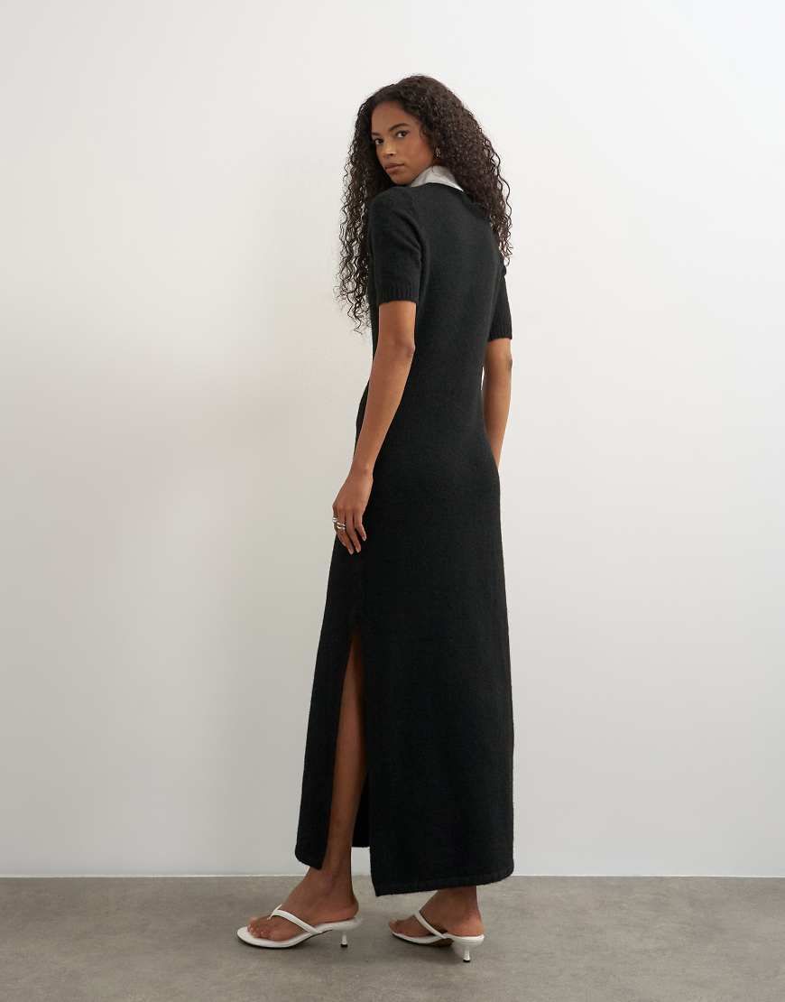 topshop black knit dress Torin Sequin Fur Dress