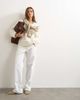 Topshop Topshop wool blend knit v-neck slouchy rolled seam detailing sweater in ivory-White - 2