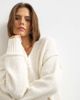 Topshop Topshop wool blend knit v-neck slouchy rolled seam detailing sweater in ivory-White - 3