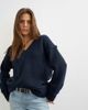 Topshop Topshop wool blend knit v-neck slouchy rolled seam detailing sweater in midnight-Navy - 1
