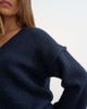 Topshop Topshop wool blend knit v-neck slouchy rolled seam detailing sweater in midnight-Navy - 3