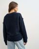 Topshop Topshop wool blend knit v-neck slouchy rolled seam detailing sweater in midnight-Navy - 4