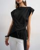 Topshop Topshop wrap detail cap sleeve top in black - 2