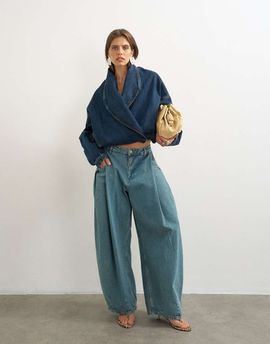 Topshop Topshop Wrap drape neckline bomber jacket in sulphur blue