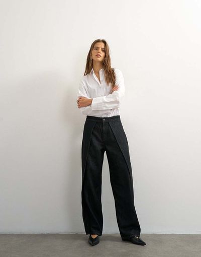 Topshop Topshop Wrap Front jeans washed black