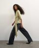 Topshop Topshop wrap waist tie detail top in khaki green - 1