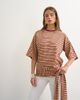 Topshop Topshop wrap waist tie detail top in neutral stripes-Multi - 1