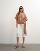 Topshop Topshop wrap waist tie detail top in neutral stripes-Multi - 2