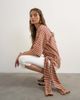 Topshop Topshop wrap waist tie detail top in neutral stripes-Multi - 3