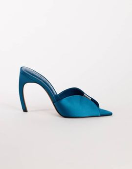 Topshop Topshop Wren peep toe high heel sandal in teal satin-Blue