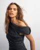 Topshop Topshop x Cara denim asymmetric off shoulder mini dress in washed black - 3