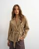 Topshop Topshop x Cara denim cropped trench jacket in washed beige-Neutral - 1