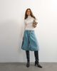 Topshop Topshop x Cara denim ultra-wide pleated culotte in light green cast-Blue - 1