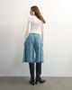 Topshop Topshop x Cara denim ultra-wide pleated culotte in light green cast-Blue - 3