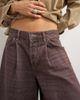 Topshop Topshop x Cara denim ultra-wide pleated culotte in taupe-pink - 3