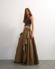Topshop Topshop x Cara denim waterfall drape pleated skirt in camel-Neutral - 1