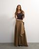 Topshop Topshop x Cara denim waterfall drape pleated skirt in camel-Neutral - 3