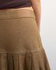 Topshop Topshop x Cara denim waterfall drape pleated skirt in camel-Neutral - 4