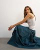 Topshop Topshop x Cara denim waterfall drape pleated skirt in green cast-Blue - 1