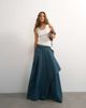 Topshop Topshop x Cara denim waterfall drape pleated skirt in green cast-Blue - 2