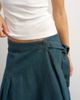 Topshop Topshop x Cara denim waterfall drape pleated skirt in green cast-Blue - 3