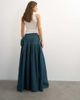 Topshop Topshop x Cara denim waterfall drape pleated skirt in green cast-Blue - 4