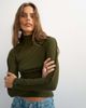 Topshop Topshop x Cara seamed long sleeve T-shirt in khaki-Green - 1