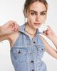Topshop Topshop Y2K halter button up collar denim dress in mid blue - 3